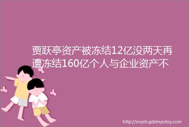 贾跃亭资产被冻结12亿没两天再遭冻结160亿个人与企业资产不隔离随时可能倾家荡产